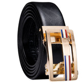 Men's Genuine Leather Ratchet Belt For Business Casual With Golden Metal Buckle,Cut for Fit